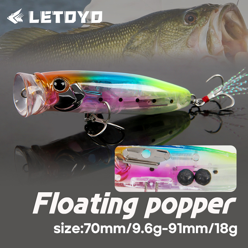 Fishing Lure Popper - LETOYO 9.6g/18g flottant Popper leurre Topwater