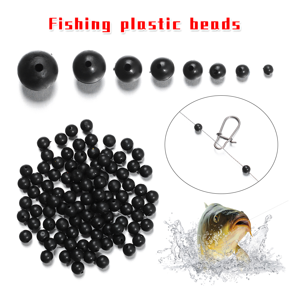Fishing Lure Accessories - Perles noires rondes souples et dures