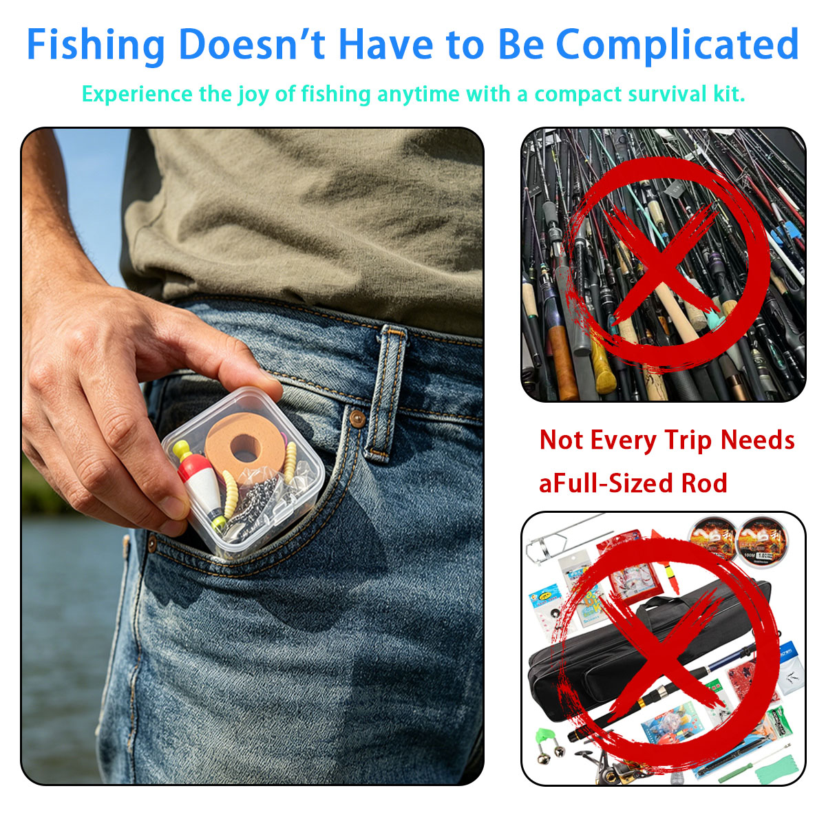 Fishing Lure Box - Kit de pêche d'urgence portable, kit